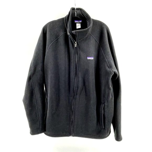 Patagonia Men's Black Full Zip Collared Fleece Sweatshirt Jacket Size XL - Picture 2 of 12